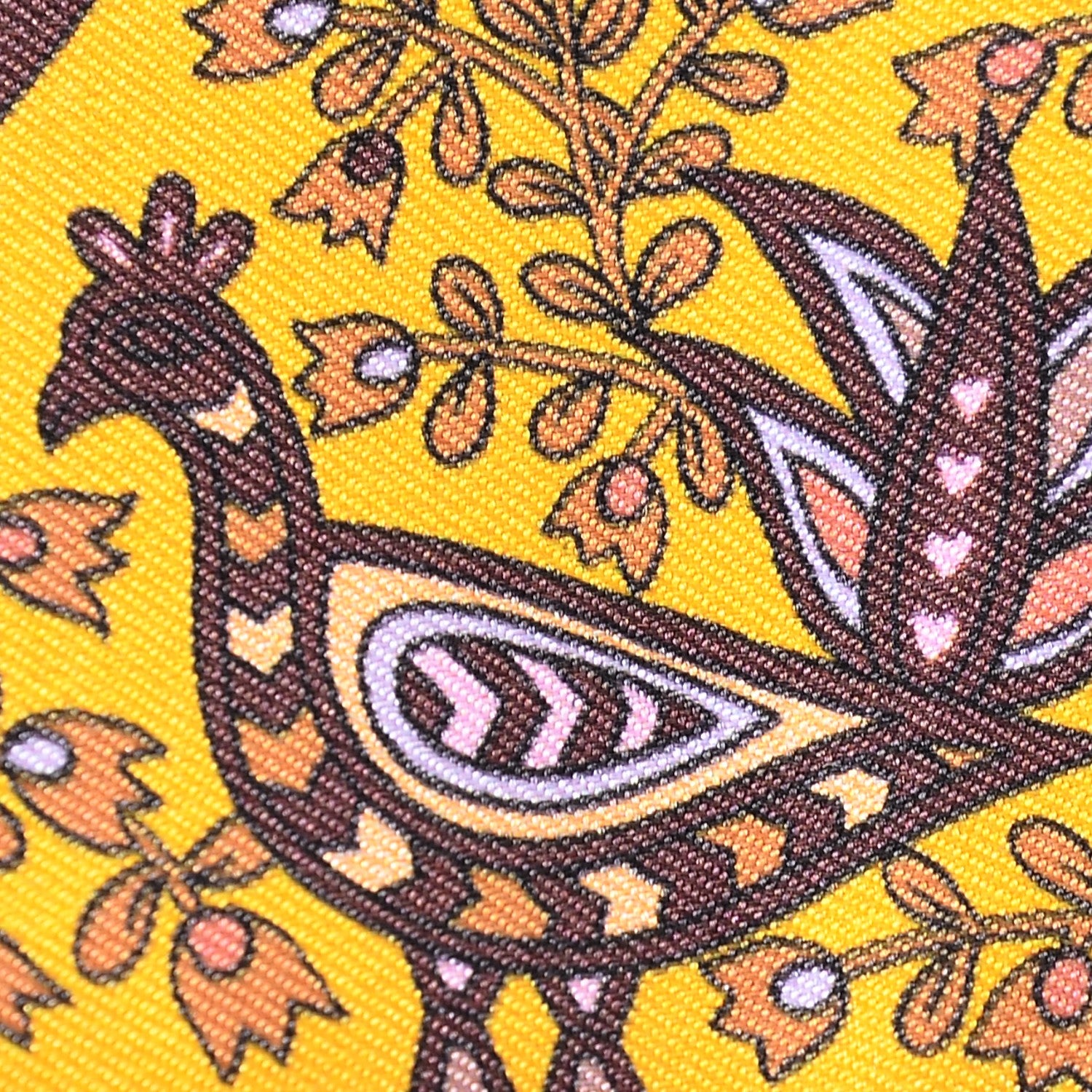 Hermes Silk L'Arbre De Vie Twilly Jaune D'or Mauve Brun 5 of 6