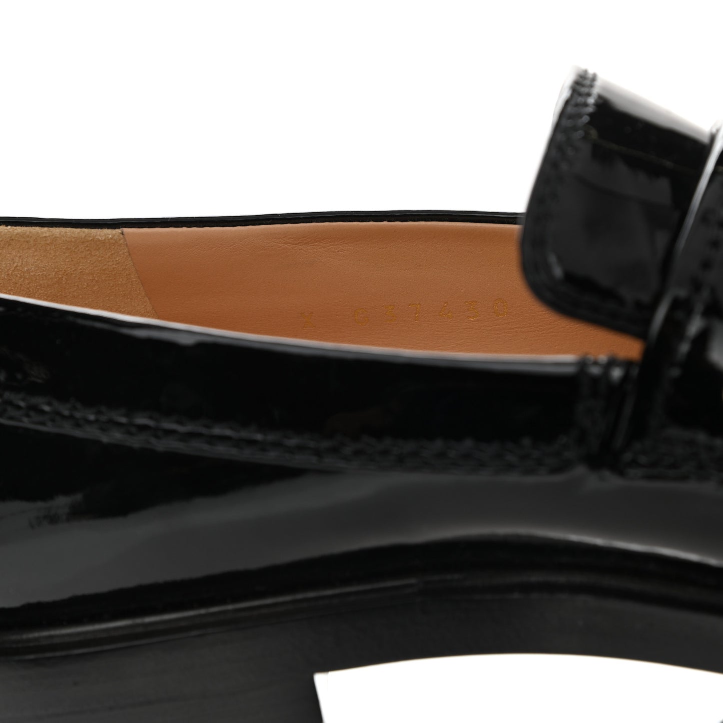 Shiny Calfskin Logo Loafers 36.5 Black