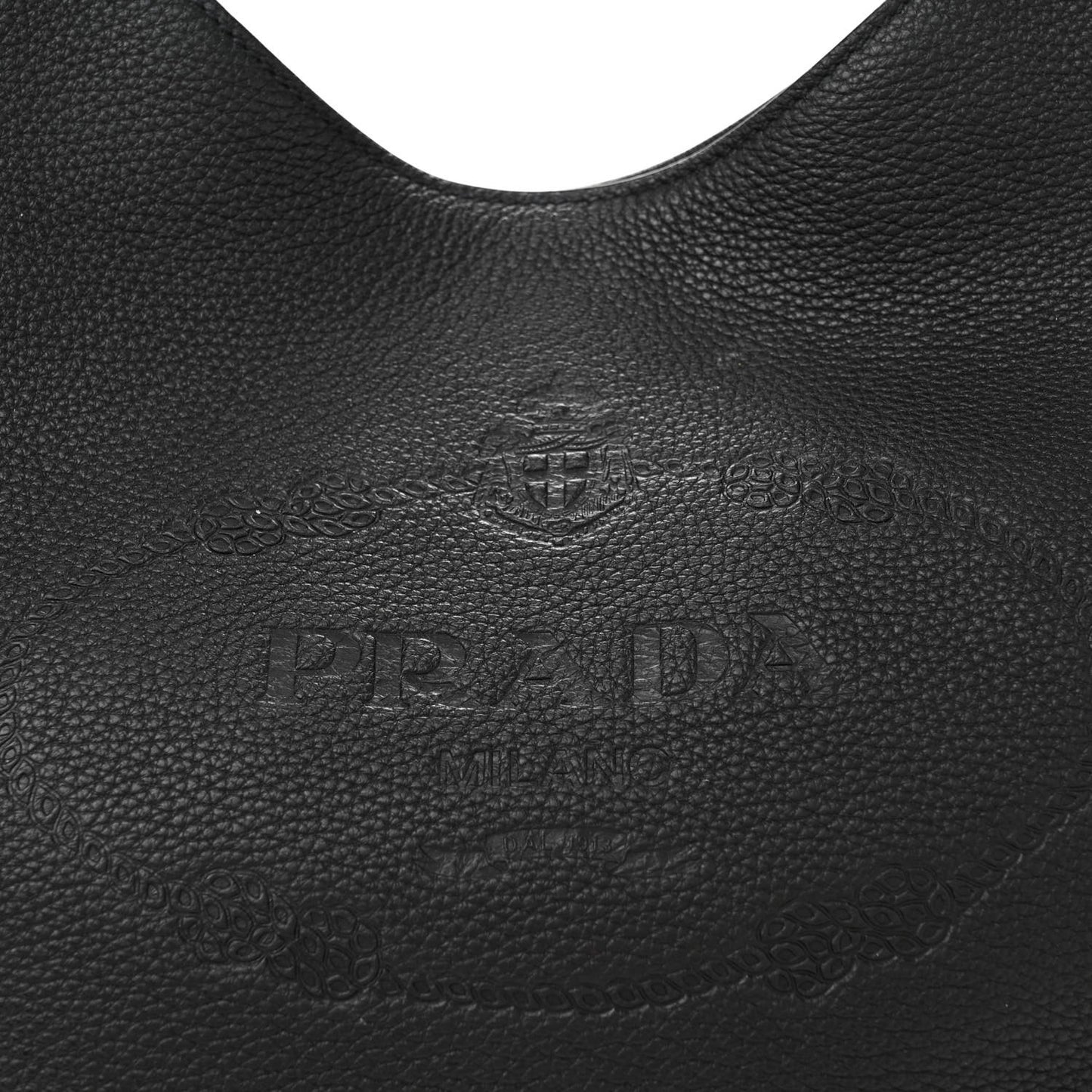 Vitello Phenix Embossed Logo Hobo Black