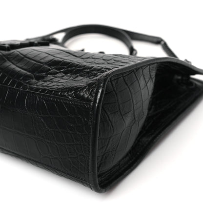 Saint Laurent Calfskin Crocodile Embossed Monogram Medium Niki Shopping Bag Black 9 of 9