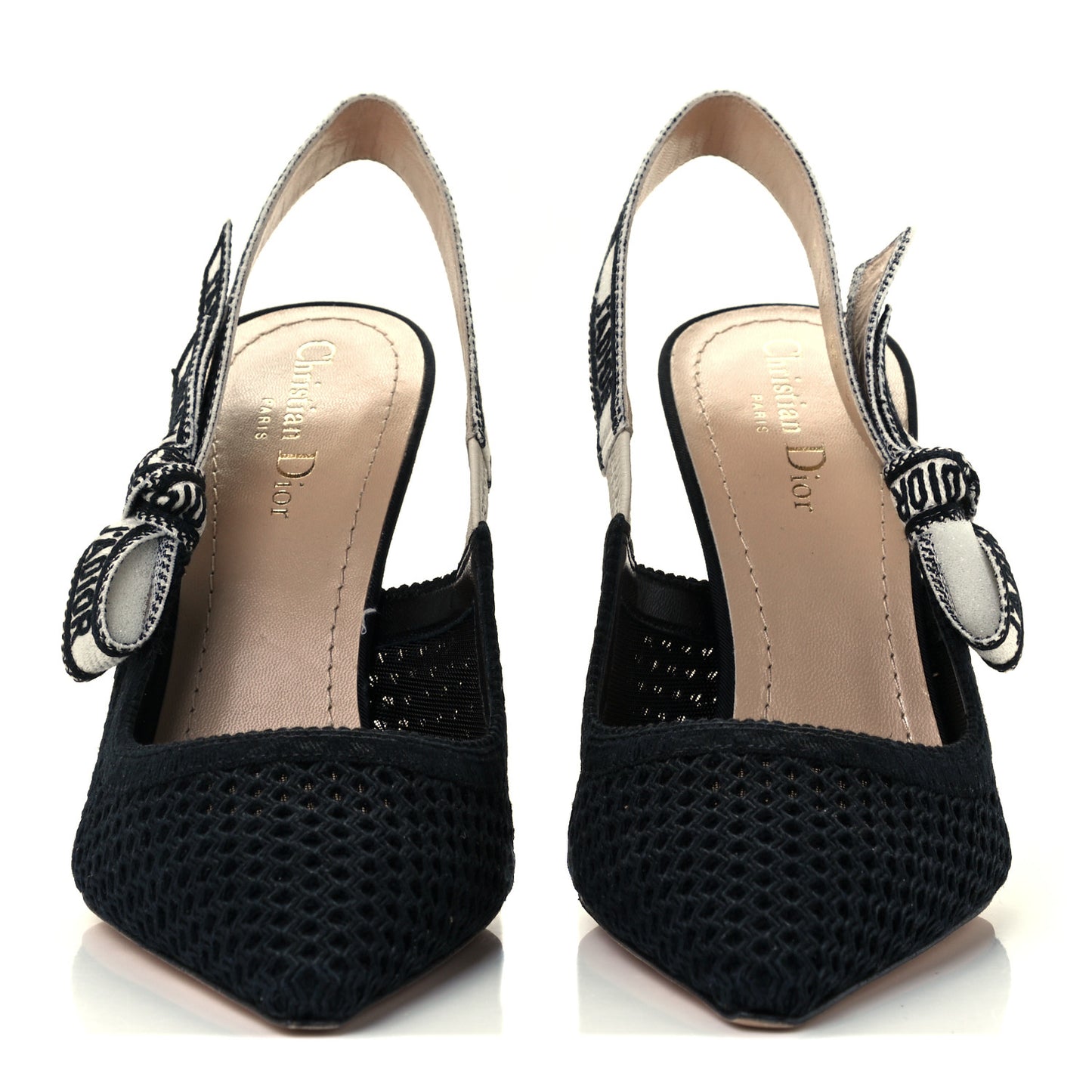 Mesh Fabric Ribbon J'Adior Slingback 100mm Pumps 40 Black