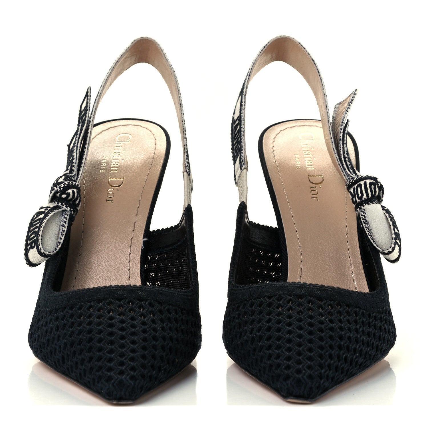 Christian Dior Mesh Fabric Ribbon J'Adior Slingback 100mm Pumps 40 Black 3 of 11