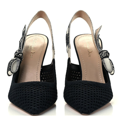 Christian Dior Mesh Fabric Ribbon J'Adior Slingback 100mm Pumps 40 Black 3 of 11