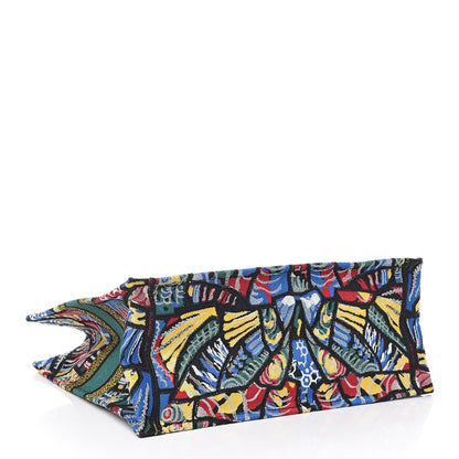 Christian Dior Canvas Embroidered Butterfly Book Tote Black Multicolor 4 of 10