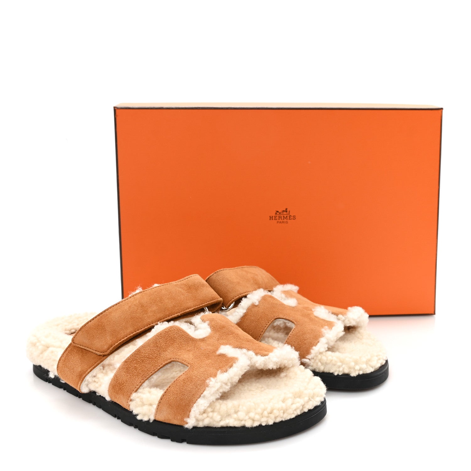 Hermes Suede Goatskin Woolskin Womens Chypre Sandals 36.5 Naturel Ecru 9 of 9