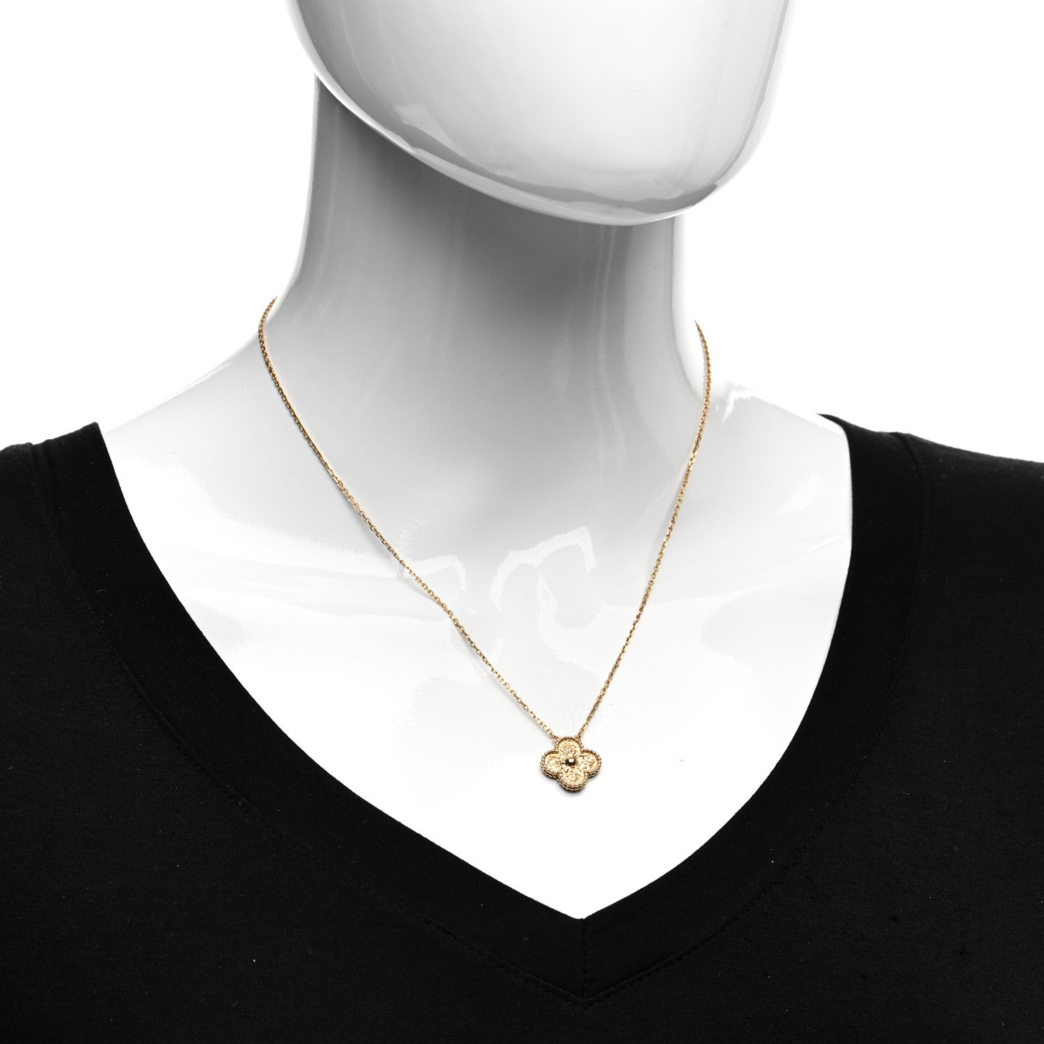 Van Cleef & Arpels 18K Yellow Gold Vintage Alhambra Pendant Necklace 2 of 6