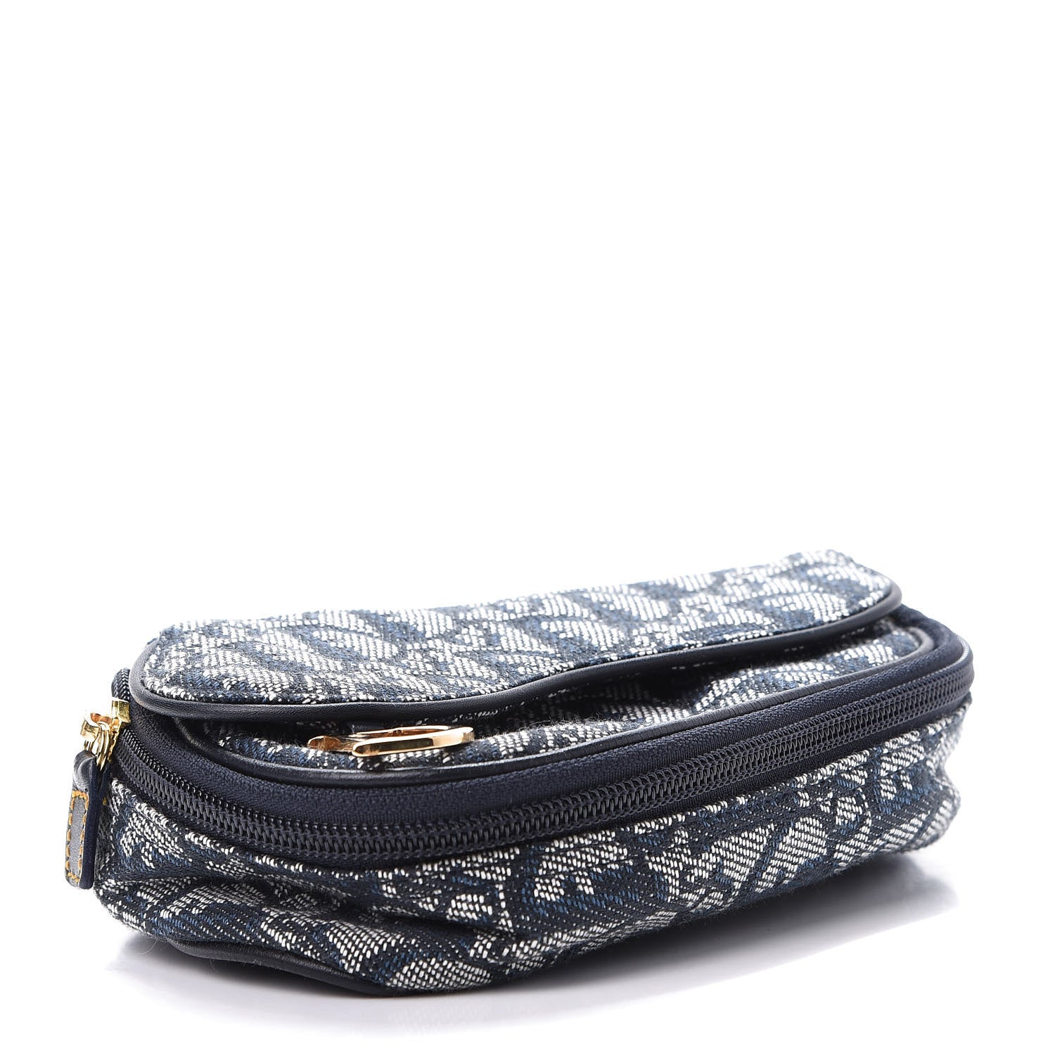 Christian Dior Monogram Mini Saddle Zip Pouch Navy Blue 4 of 10