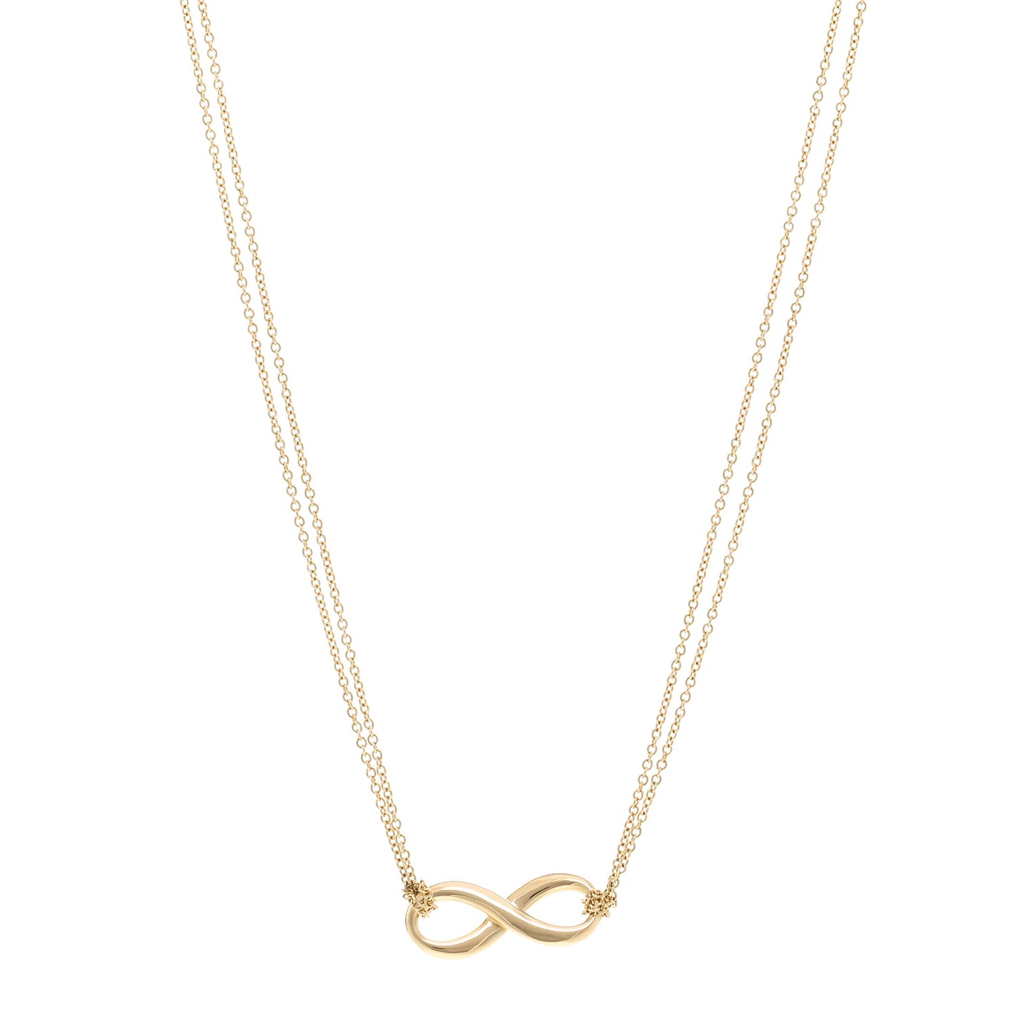 18K Yellow Gold Infinity Double Chain Pendant Necklace