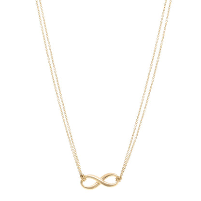 Tiffany 18K Yellow Gold Infinity Double Chain Pendant Necklace 1 of 4