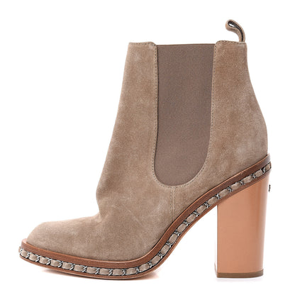 Chanel Suede Chain Around Elastic Boots 41.5 Light Brown 1 of 11