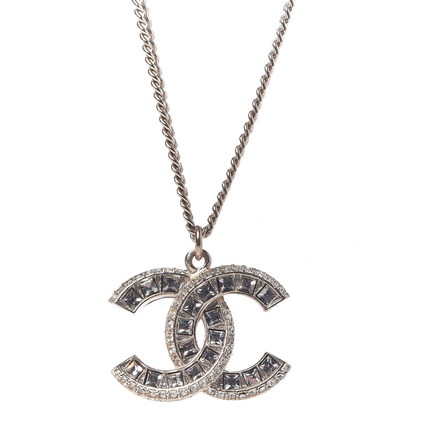 Baguette Crystal CC Necklace Gold