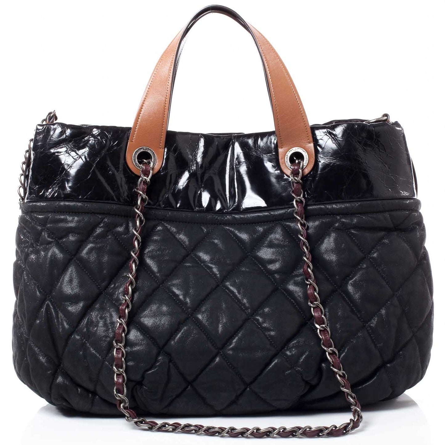 Iridescent Calfskin Small In The Mix Tote Navy