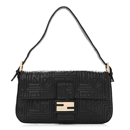 Fendi Nappa Logo Embossed Baguette Black 1 of 10