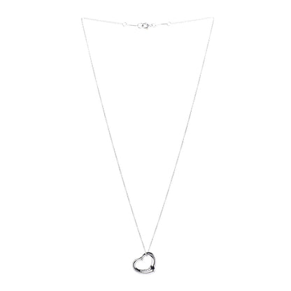 Tiffany Platinum Diamond 16mm Elsa Peretti Open Heart Pendant Necklace 3 of 8