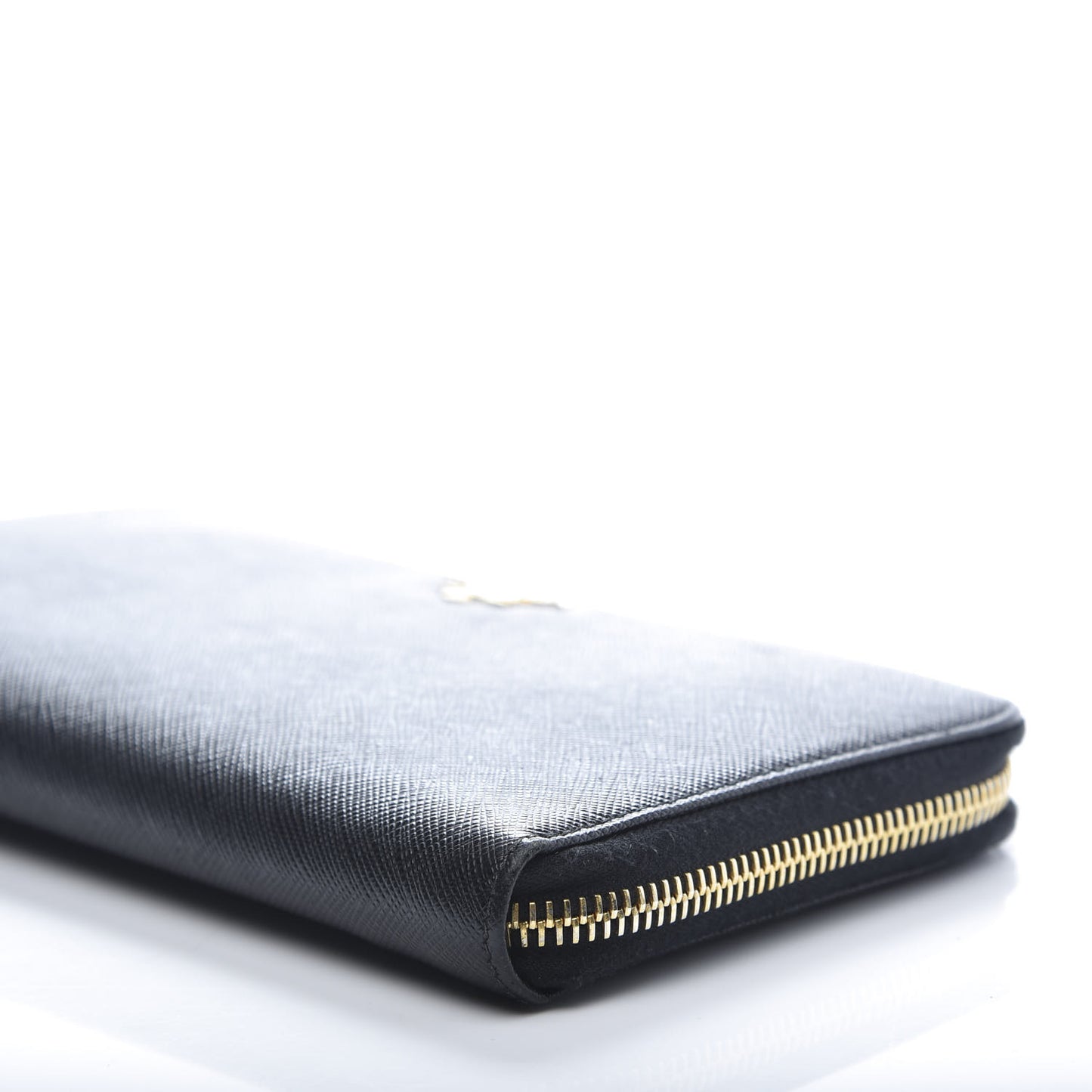 Saffiano Metal Large Zip Around Travel Wallet Black