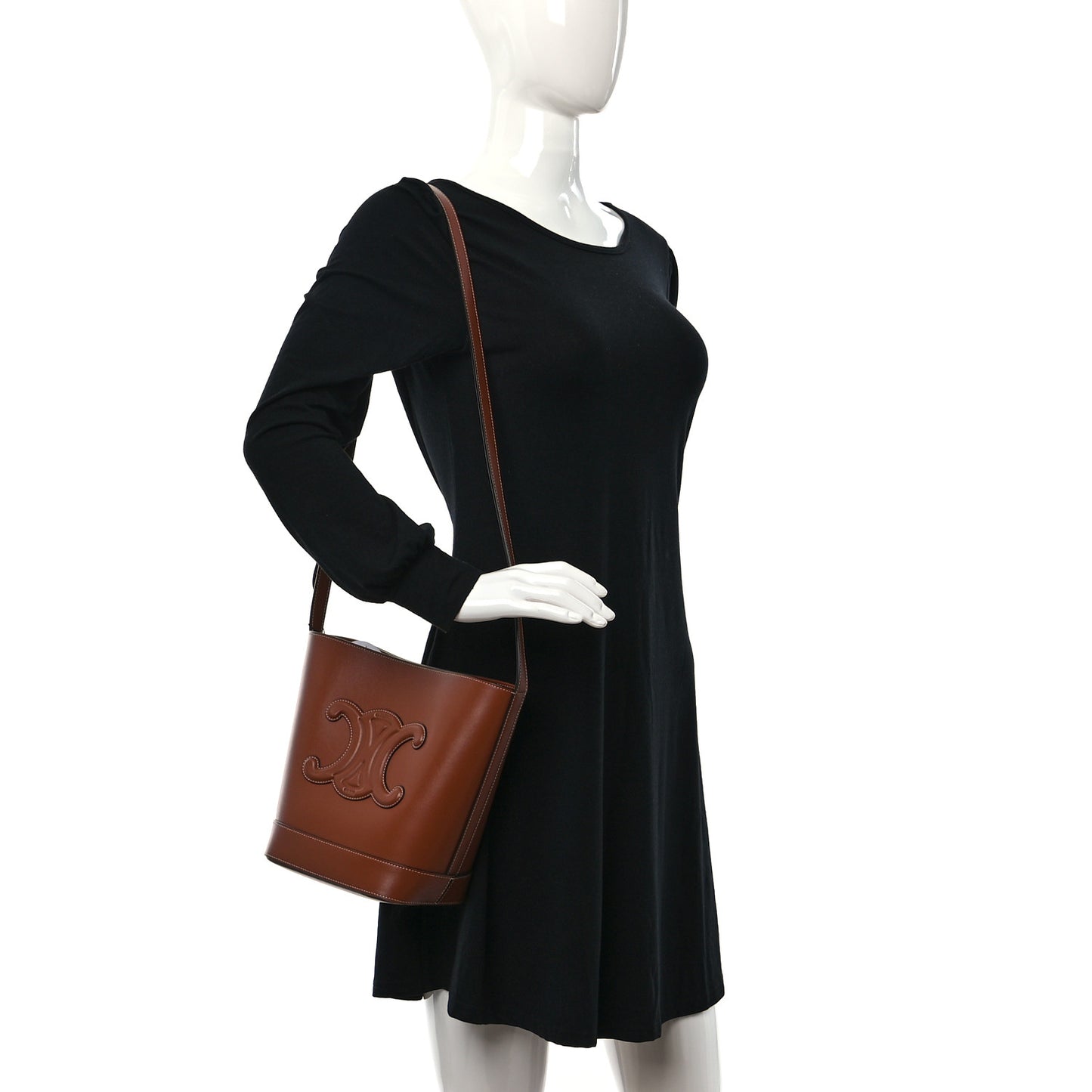 Smooth Calfskin Small Cuir Triomphe Bucket Bag Tan