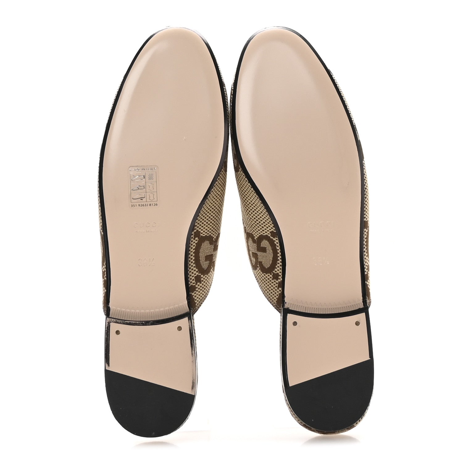 Gucci Monogram Jumbo GG Malaga Kid Womens Princetown Slippers 38.5 Camel Ebony New Acero Beige 6 of 9