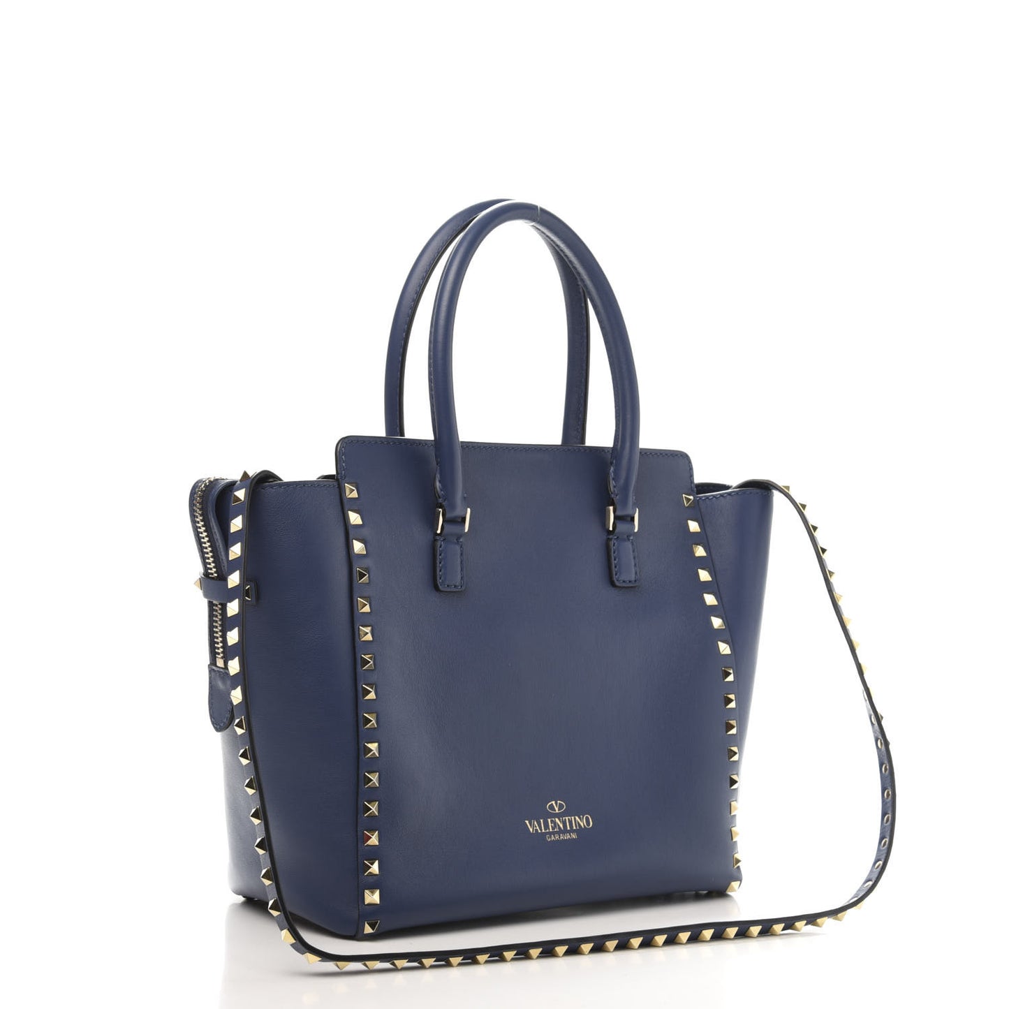 Vitello Rockstud Double Handle Tote Indigo