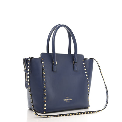 Valentino Garavani Vitello Rockstud Double Handle Tote Indigo 3 of 9