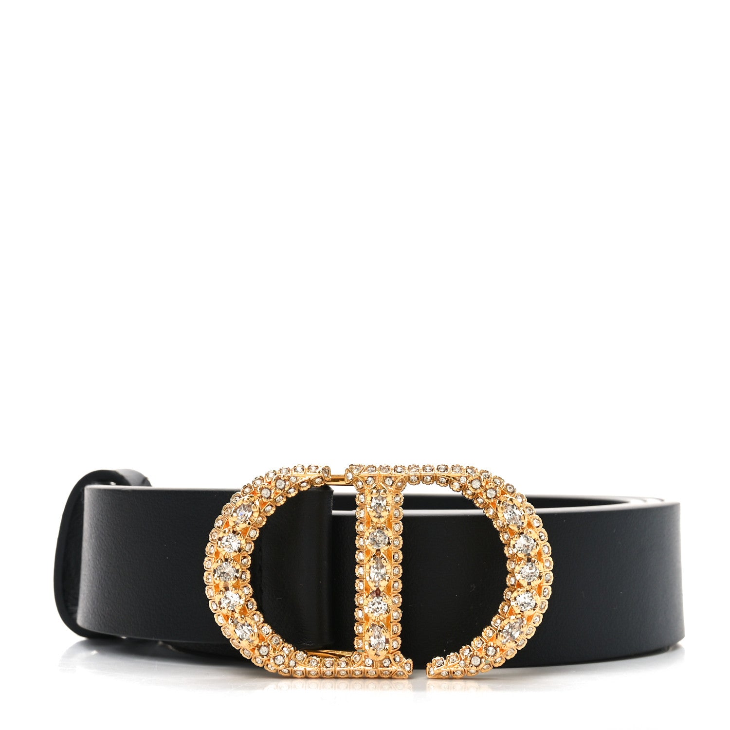 Christian Dior Calfskin Crystal 30 Montaigne Belt 80 32 Black 1 of 5