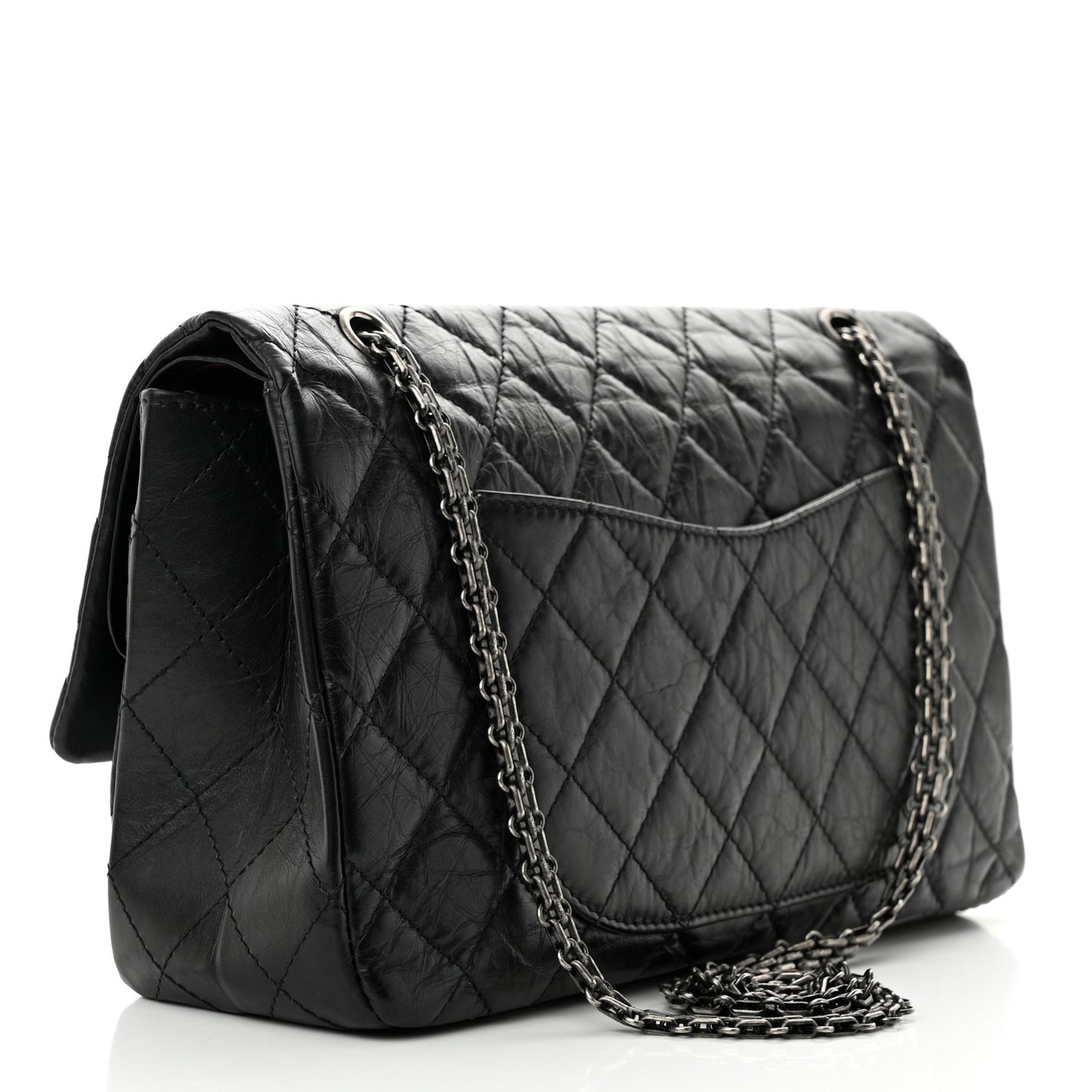 Aged Calfskin Quilted 2.55 Reissue 227 Flap Black