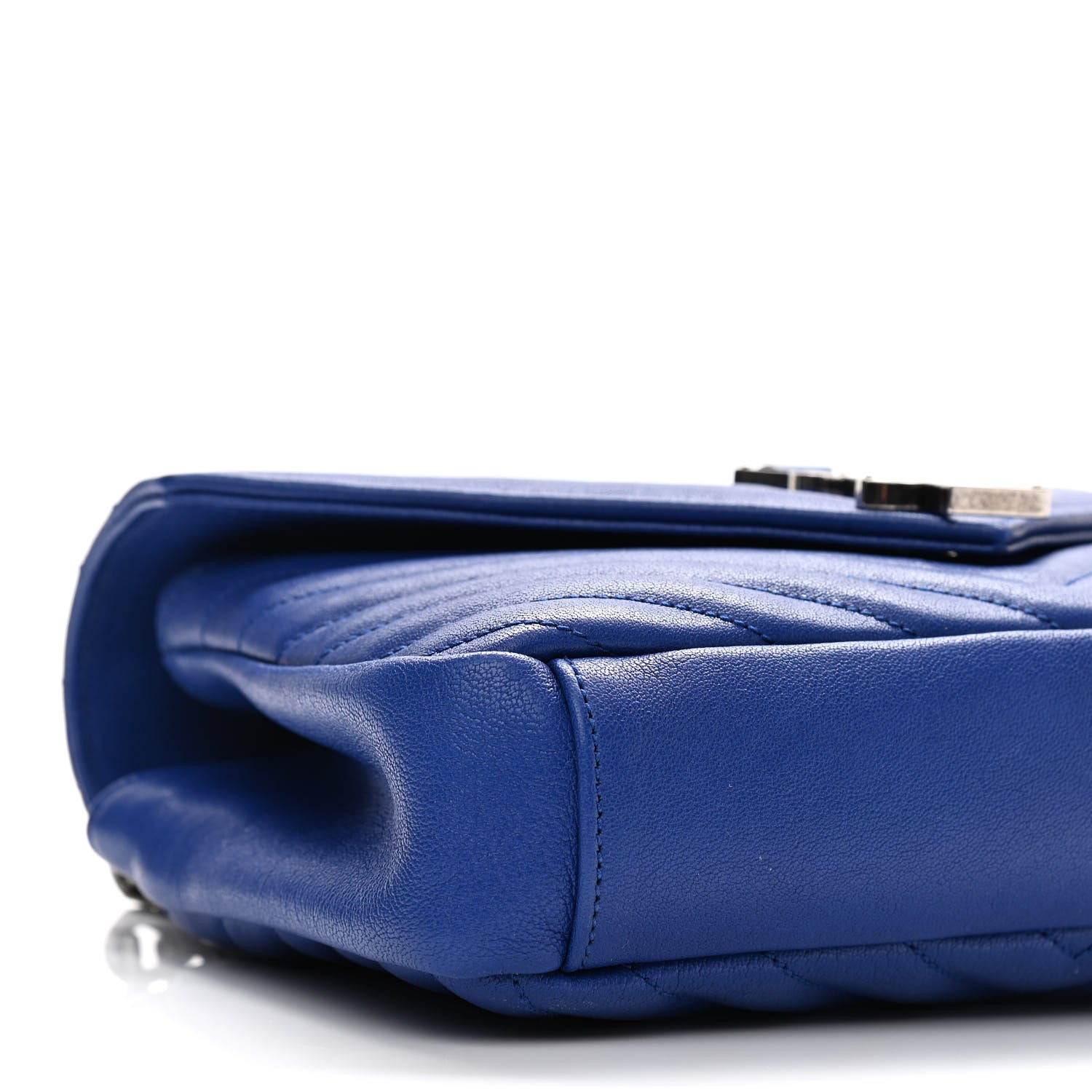 Saint Laurent Sheepskin Matelasse Chevron Monogram Medium College Bag Royal Blue 8 of 9