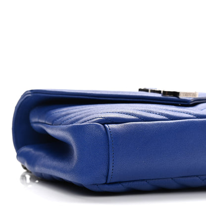 Saint Laurent Sheepskin Matelasse Chevron Monogram Medium College Bag Royal Blue 8 of 9