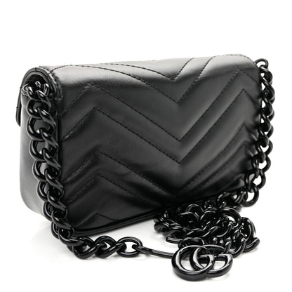 Gucci Calfskin Matelasse Monochrome GG Marmont Chain Belt Bag Black 3 of 10