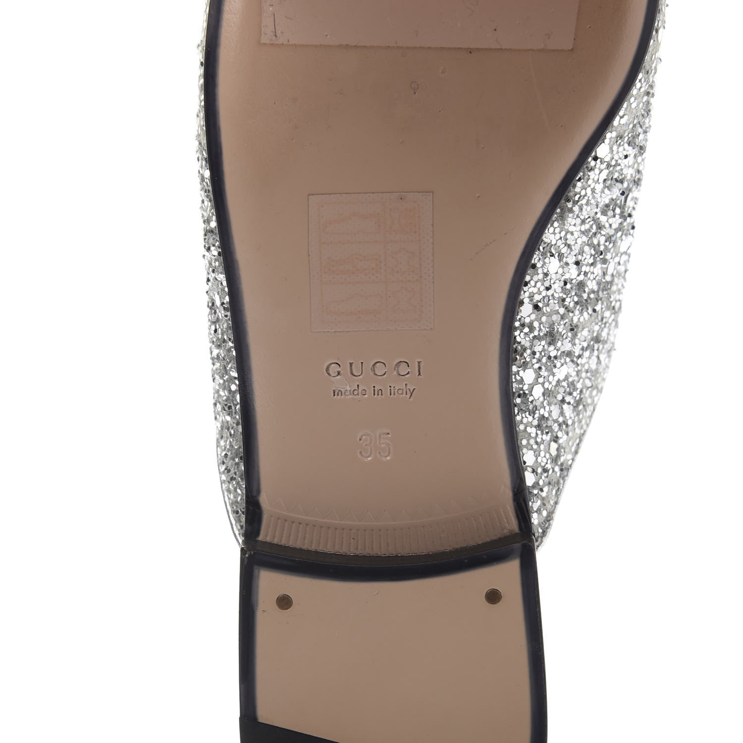 Gucci Glitter Womens Princetown Slippers 35 Silver 7 of 9