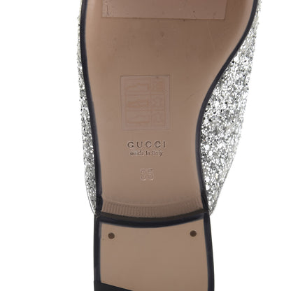Gucci Glitter Womens Princetown Slippers 35 Silver 7 of 9
