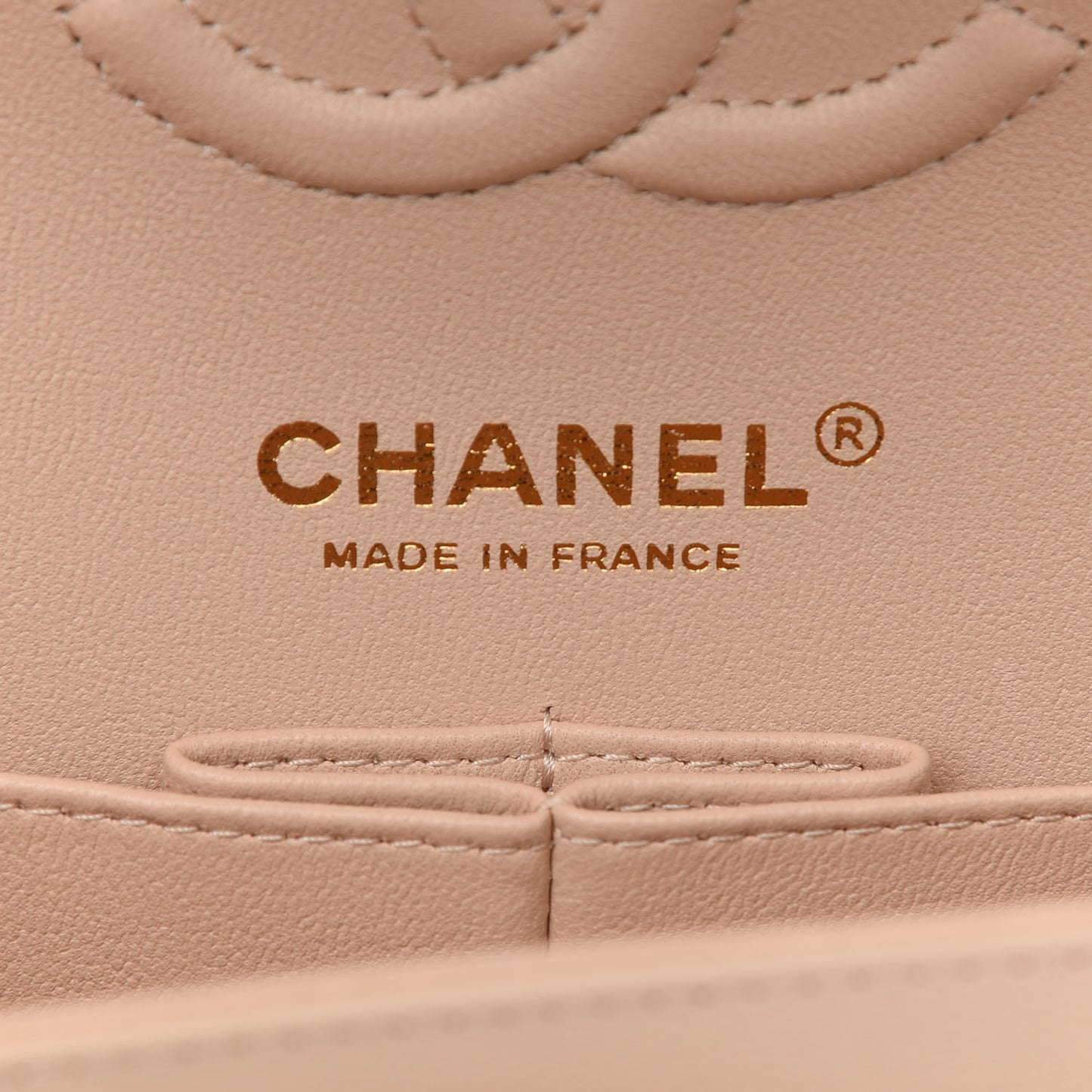 Caviar Chevron Quilted Small Double Flap Beige