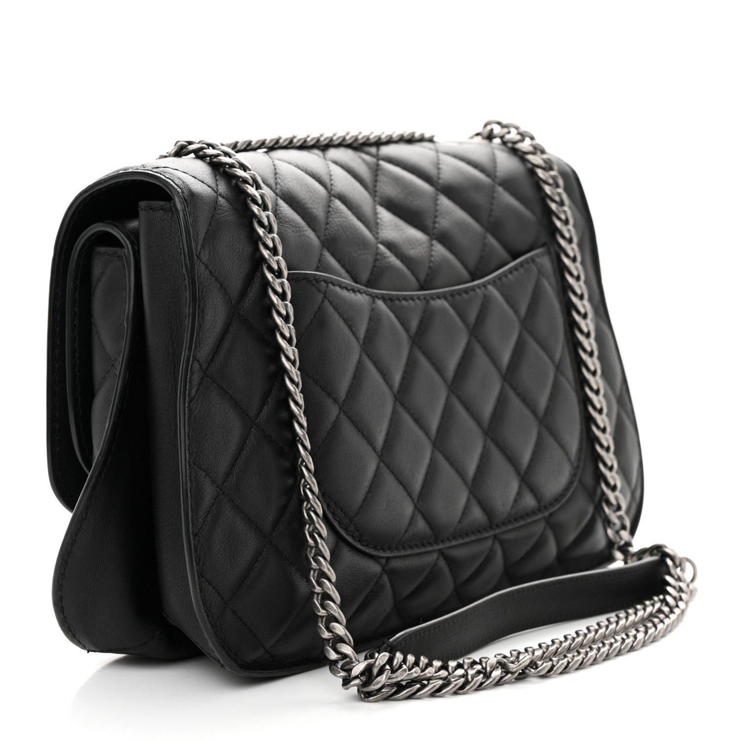 Chanel Lambskin Quilted Large Natural CC Flap Black 3 of 12