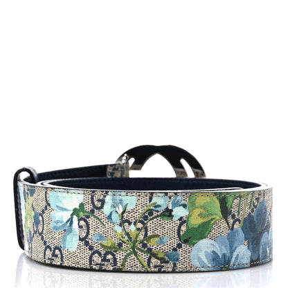 Gucci GG Supreme Monogram Blooms Interlocking G Belt Beige Blue Navy 2 of 8