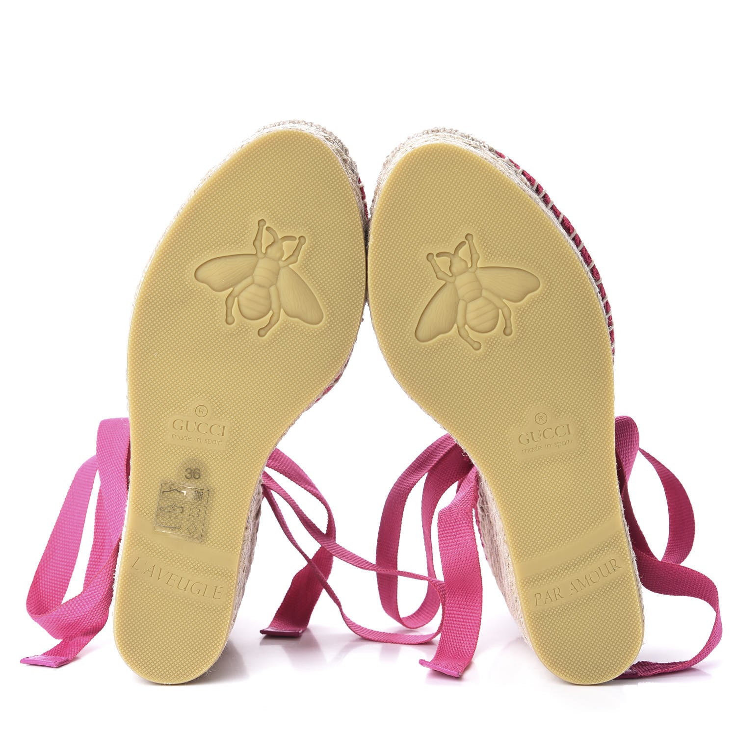 Gucci Cotton Crochet Pearly GG Ankle Wrap Platform Espadrille Wedges 36 Cyclamen Rose 6 of 12
