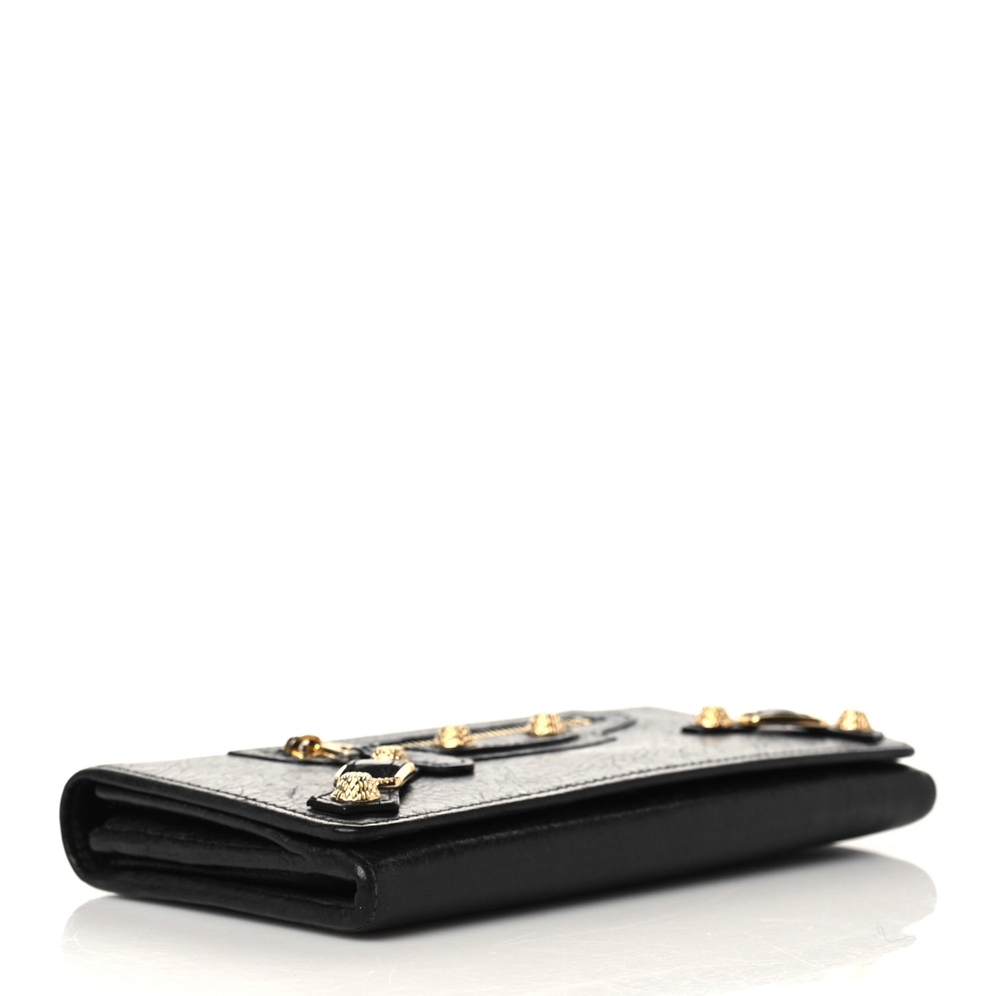 Agneau Giant 12 Gold Hardware Money Wallet Black