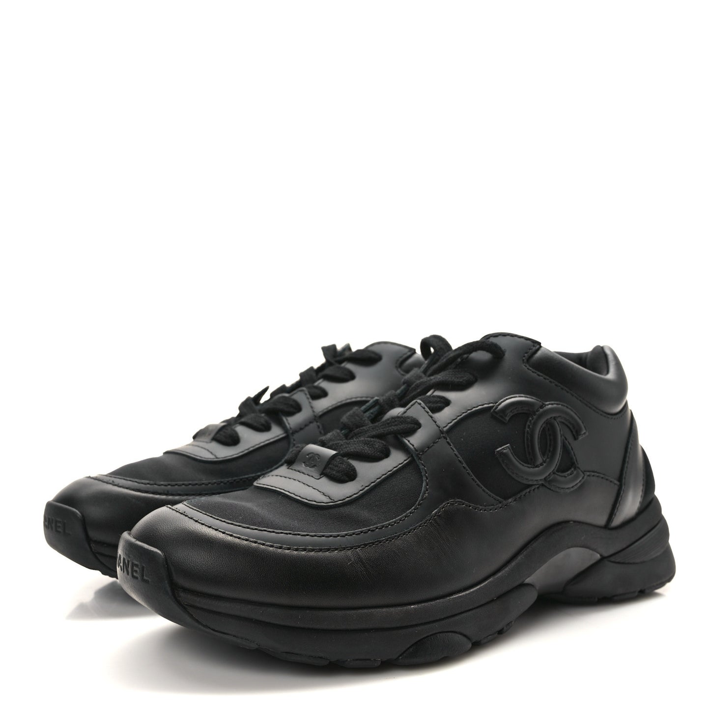 Lambskin Fabric CC Uniform Sneakers 37.5 Black