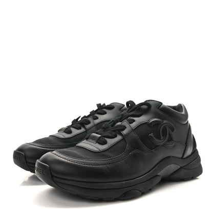 Chanel Lambskin Fabric CC Uniform Sneakers 37.5 Black 3 of 8