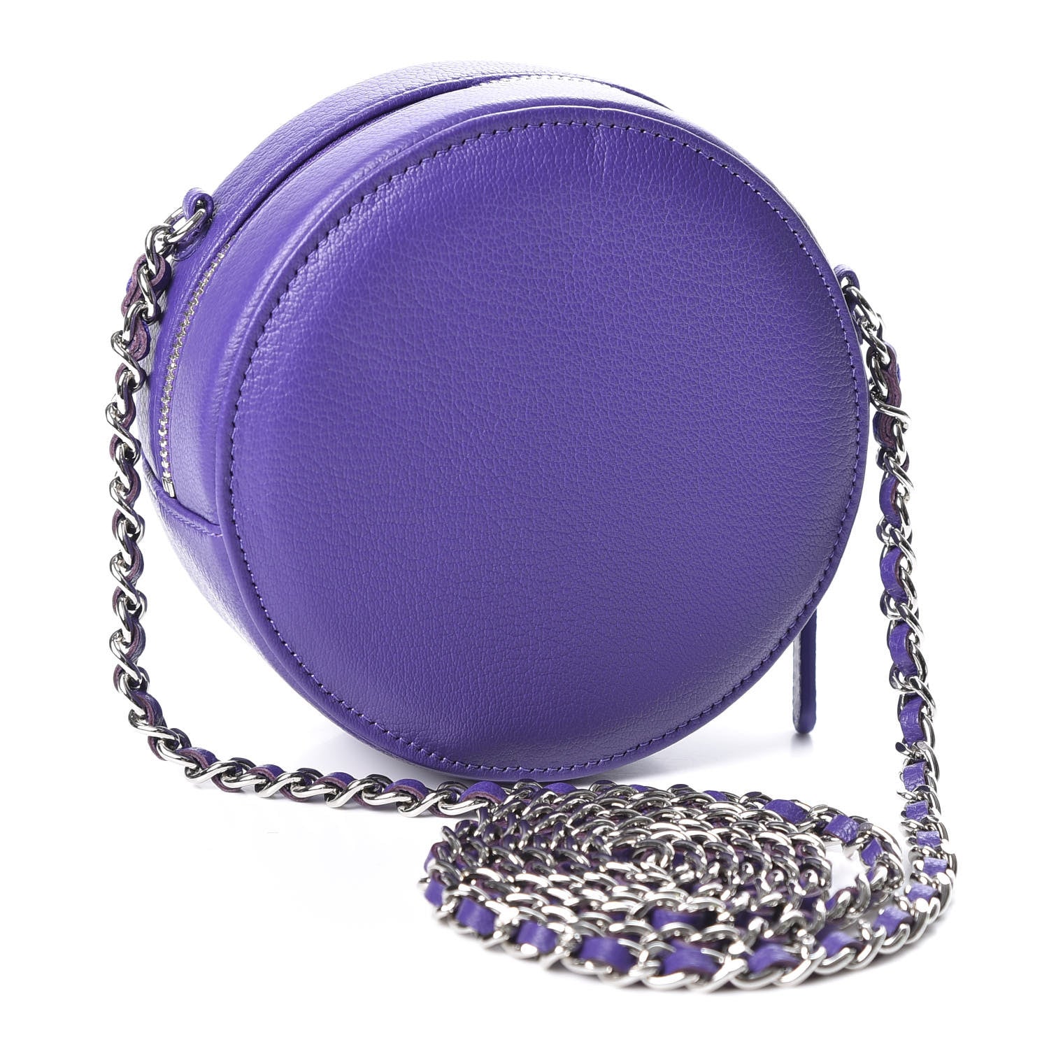 Chanel Calfskin Round Clutch With Chain Purple 2 of 8