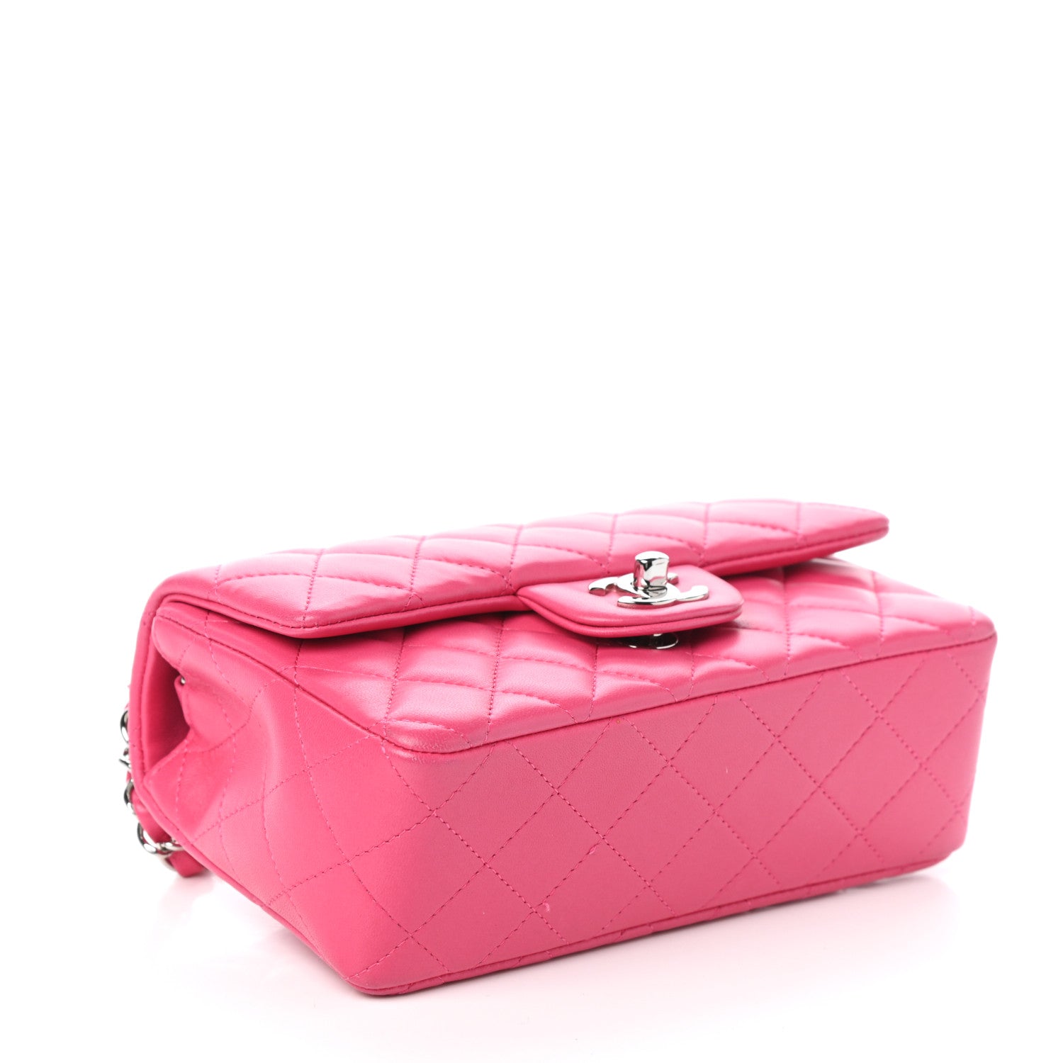 Chanel Lambskin Quilted Mini Rectangular Flap Dark Pink 993566