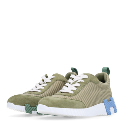 Hermes Technical Mesh Suede Goatskin Bouncing Sneakers 35 Vert Celadon 4 of 12