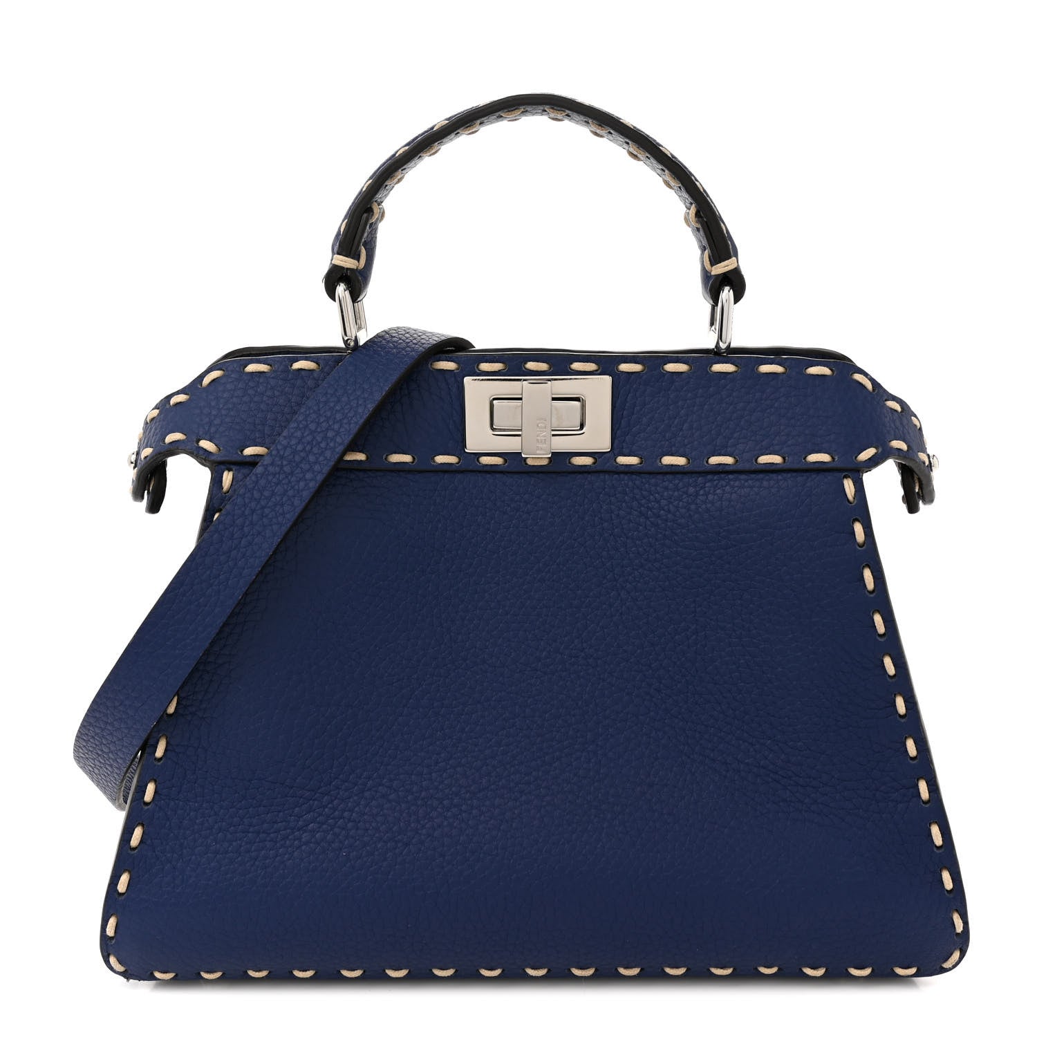 Fendi Cuoio Romano Selleria Chamois Small Peekaboo I SEE U Satchel Blue 1 of 15
