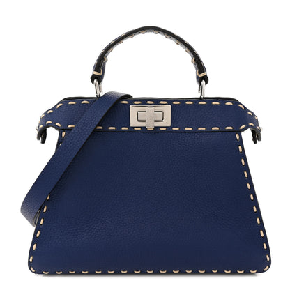 Fendi Cuoio Romano Selleria Chamois Small Peekaboo I SEE U Satchel Blue 1 of 15