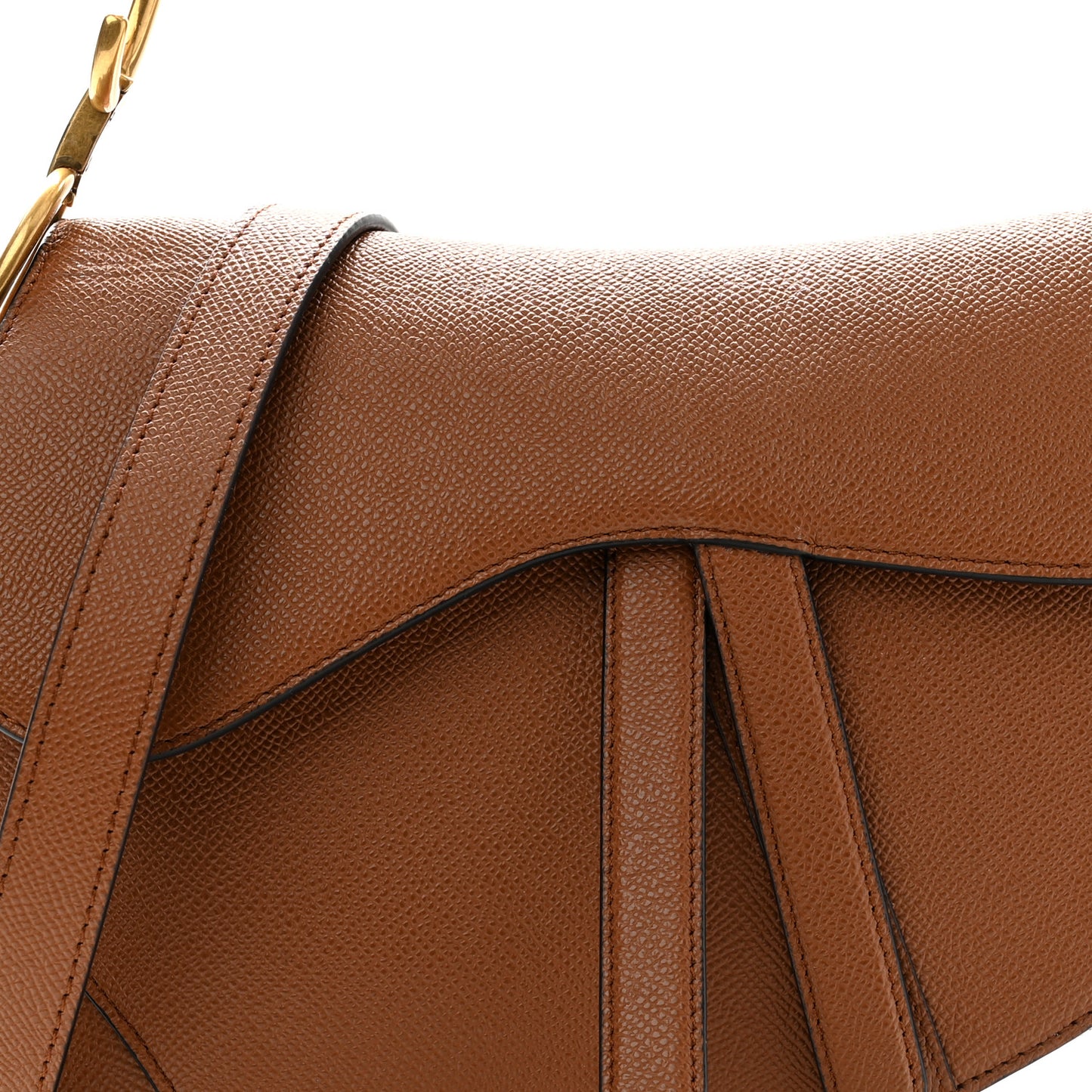Grained Calfskin Saddle Bag With Strap Golden Saddle