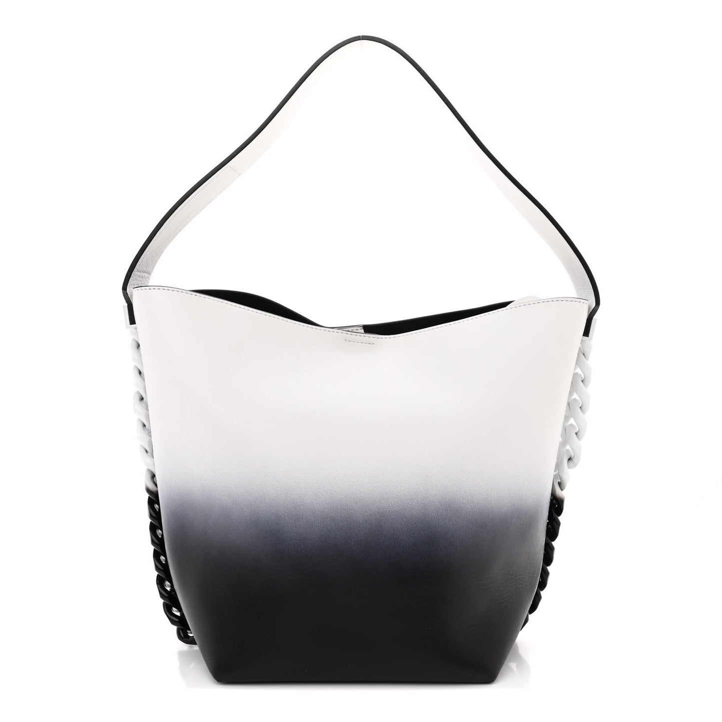Calfskin Degrade Infinity Bucket Bag Black White