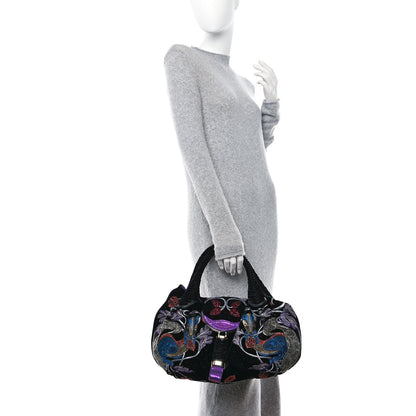 Fendi Velvet Embroidered Squirrel Spy Black Multicolor 2 of 13