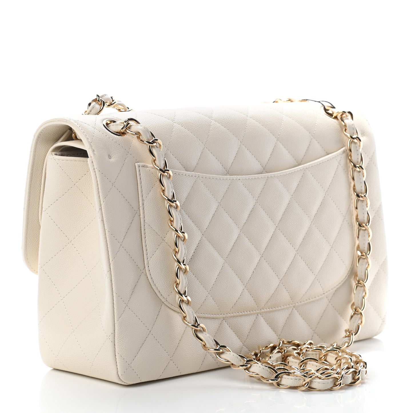 Caviar Quilted Jumbo Double Flap White