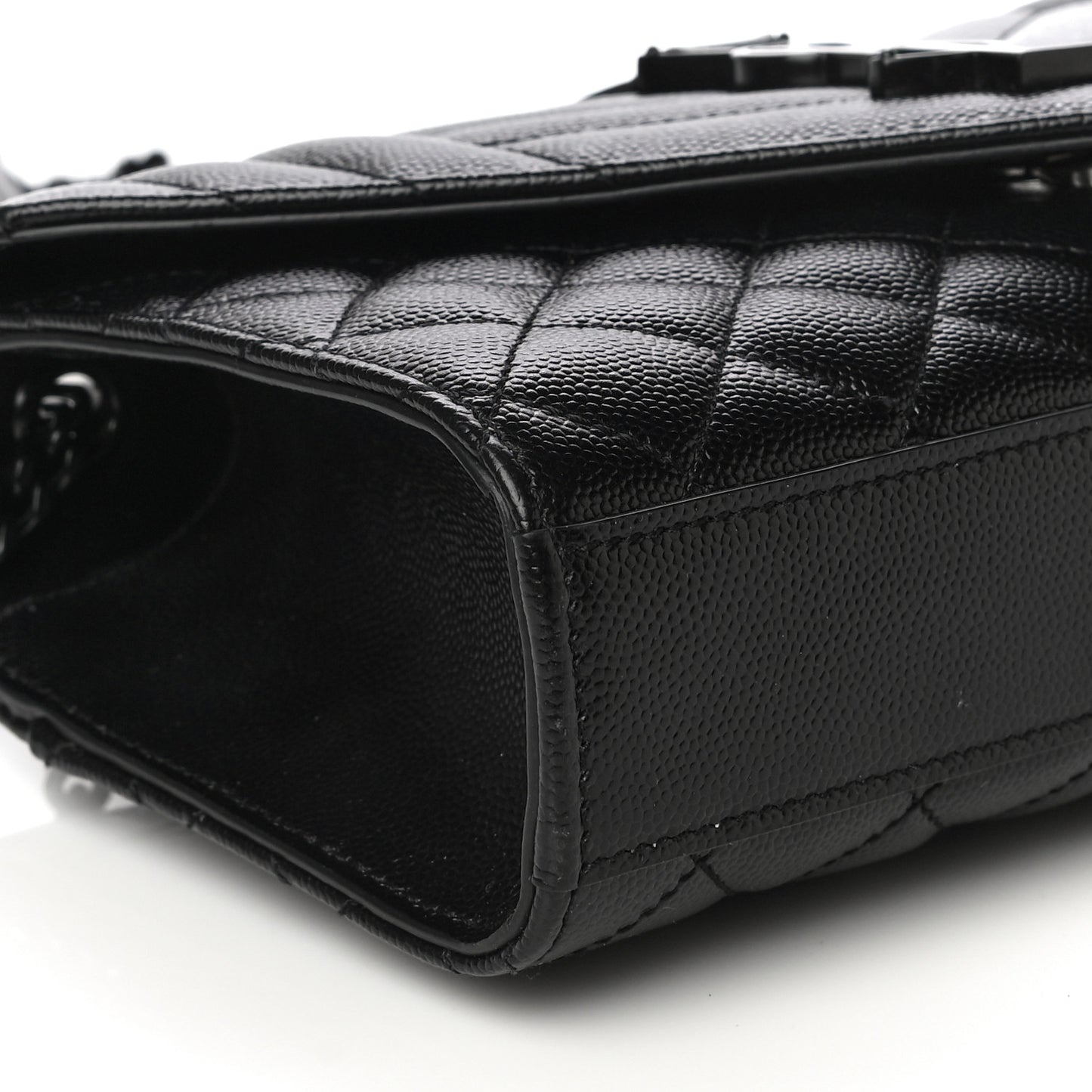 Grain De Poudre Textured Mixed Matelasse Triquilt Small Monogram Satchel Black