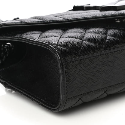 Saint Laurent Grain De Poudre Textured Mixed Matelasse Triquilt Small Monogram Satchel Black 8 of 11