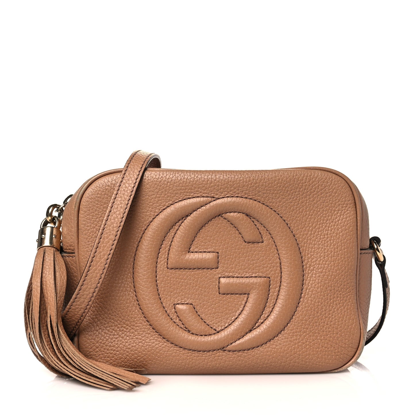 Pebbled Calfskin Small Soho Disco Bag Camelia
