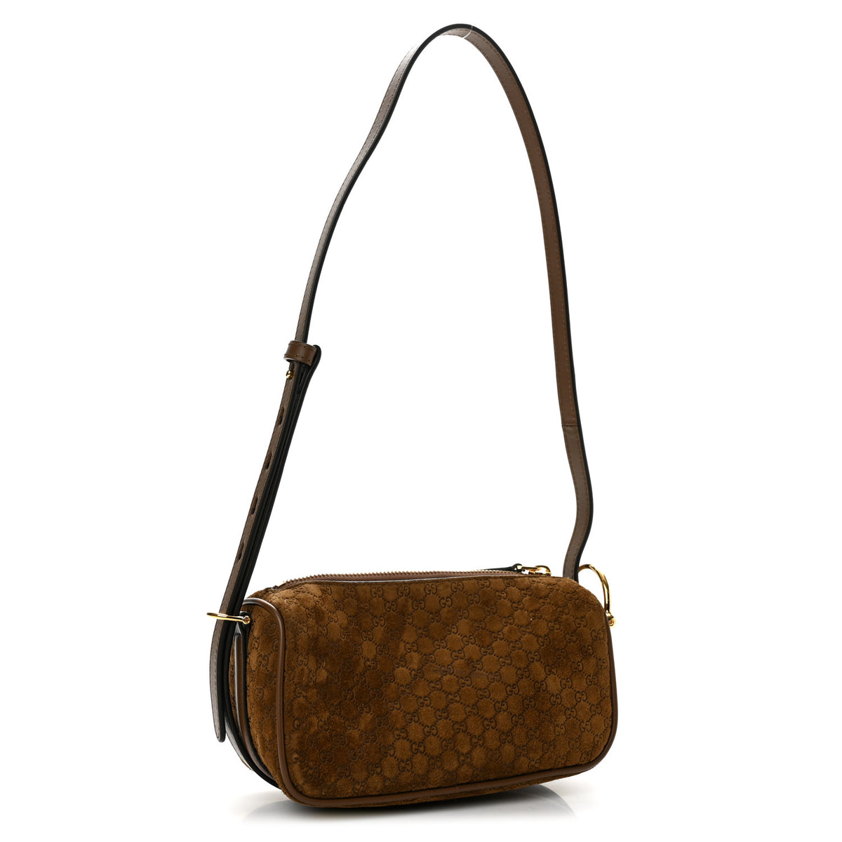 Gucci Suede GG Monogram Half Horsebit Mini Shoulder Bag Brown 3 of 12